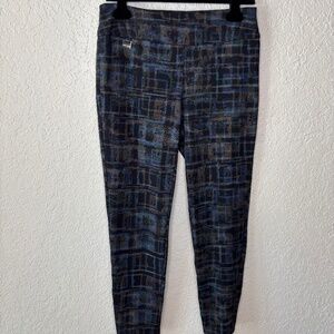 Lisette Black Gray Brown Plaid Check Print Dress Pull-On Pants Women's Size 6